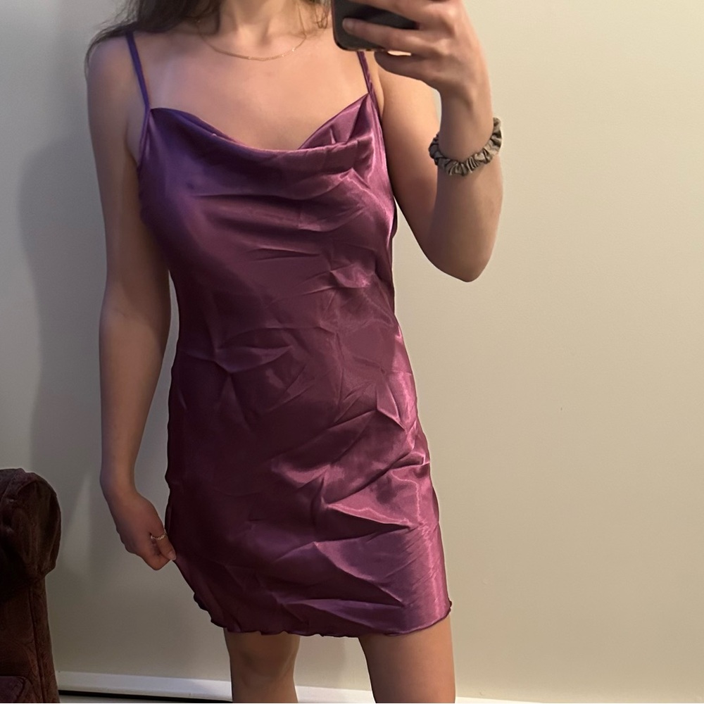 Bebe Satin Purple Dress